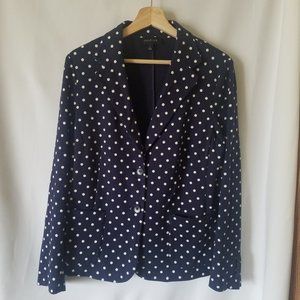 Talbots Large Navy Polka Dot Blazer Knit 2 Button
